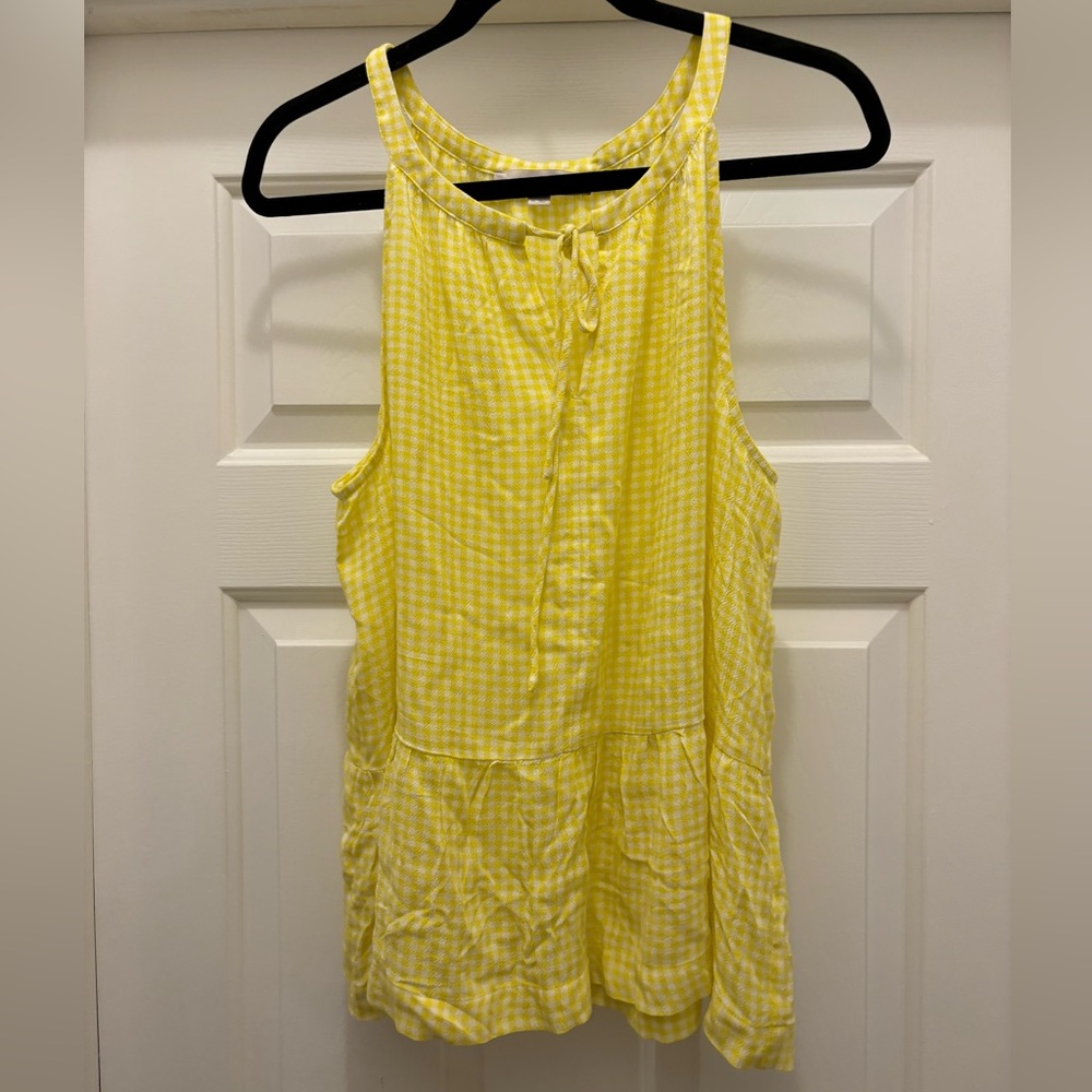 LOFT Yellow Gingham Top